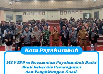 Ratusan PTPS se Kecamatan Payakumbuh Barat Ikuti Rekernis Pemungutan dan Penghitungan Suara