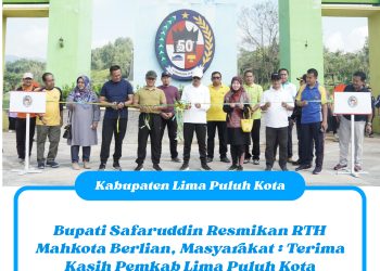 Bupati Safaruddin Resmikan RTH Mahkota Berlian, Masyarakat : Terima Kasih Pemkab Lima Puluh Kota