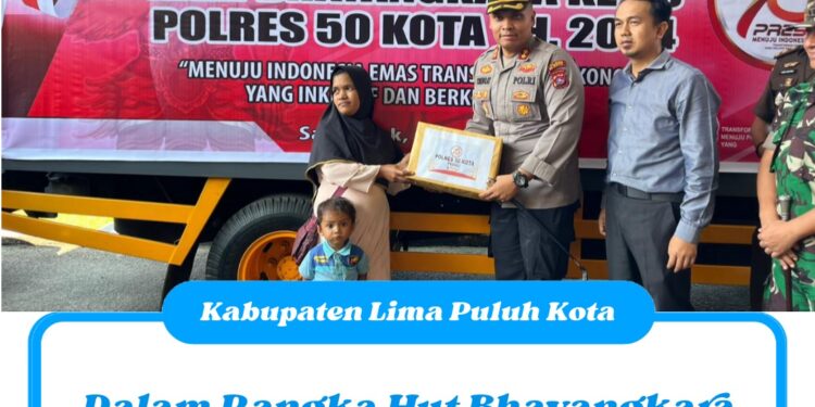 Dalam Rangka Hut Bhayangkara ke-78 Polres 50 Kota Bagikan Sebanyak 350 Paket Sembako