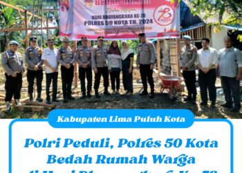 Polri Peduli, Polres 50 Kota Bedah Rumah Warga di Hari Bhayangkara Ke-78