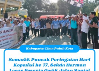 Semarak Puncak Peringatan Hari Koperasi ke-77, Sekda Herman Lepas Peserta Gerak Jalan Santai