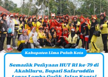 Semarak Perayaan HUT RI ke-79 di Akabiluru, Bupati Safaruddin Lepas Lomba Gerak Jalan Santai