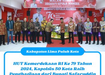 HUT Kemerdekaan RI Ke 79 Tahun 2024, Polres 50 Kota Raih Penghargaan dari Bupati Safaruddin