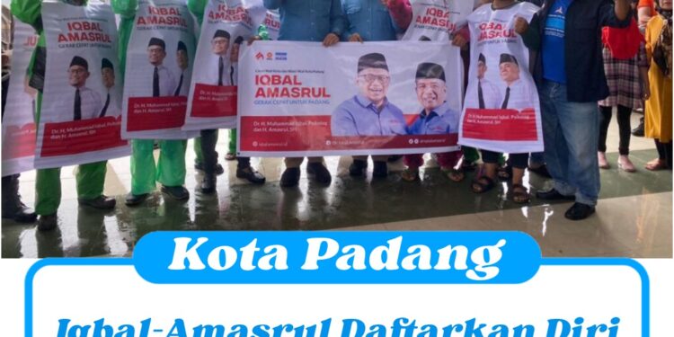 Iqbal-Amasrul Daftarkan Diri Ke KPU Padang, Meski Hujan Semangat Tak Luntur
