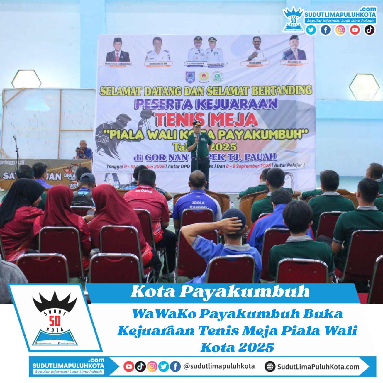 WaWaKo Payakumbuh Buka Kejuaraan Tenis Meja Piala Wali Kota 2025