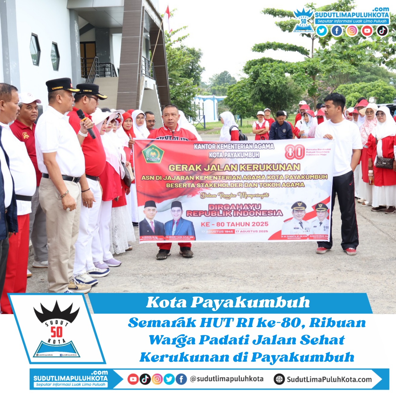 Semarak HUT RI ke-80, Ribuan Warga Padati Jalan Sehat Kerukunan di Payakumbuh