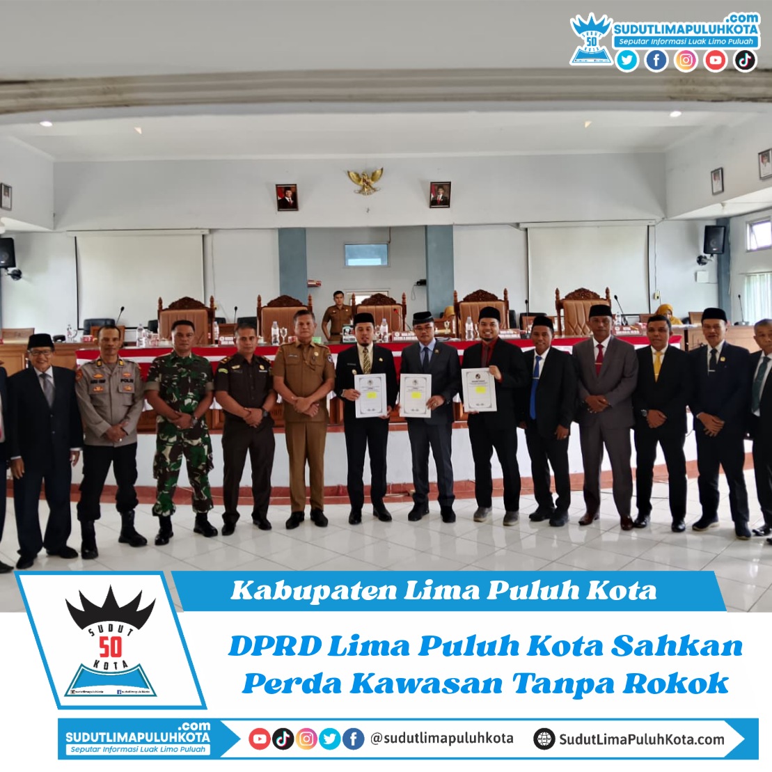 DPRD Lima Puluh Kota Sahkan Perda Kawasan Tanpa Rokok