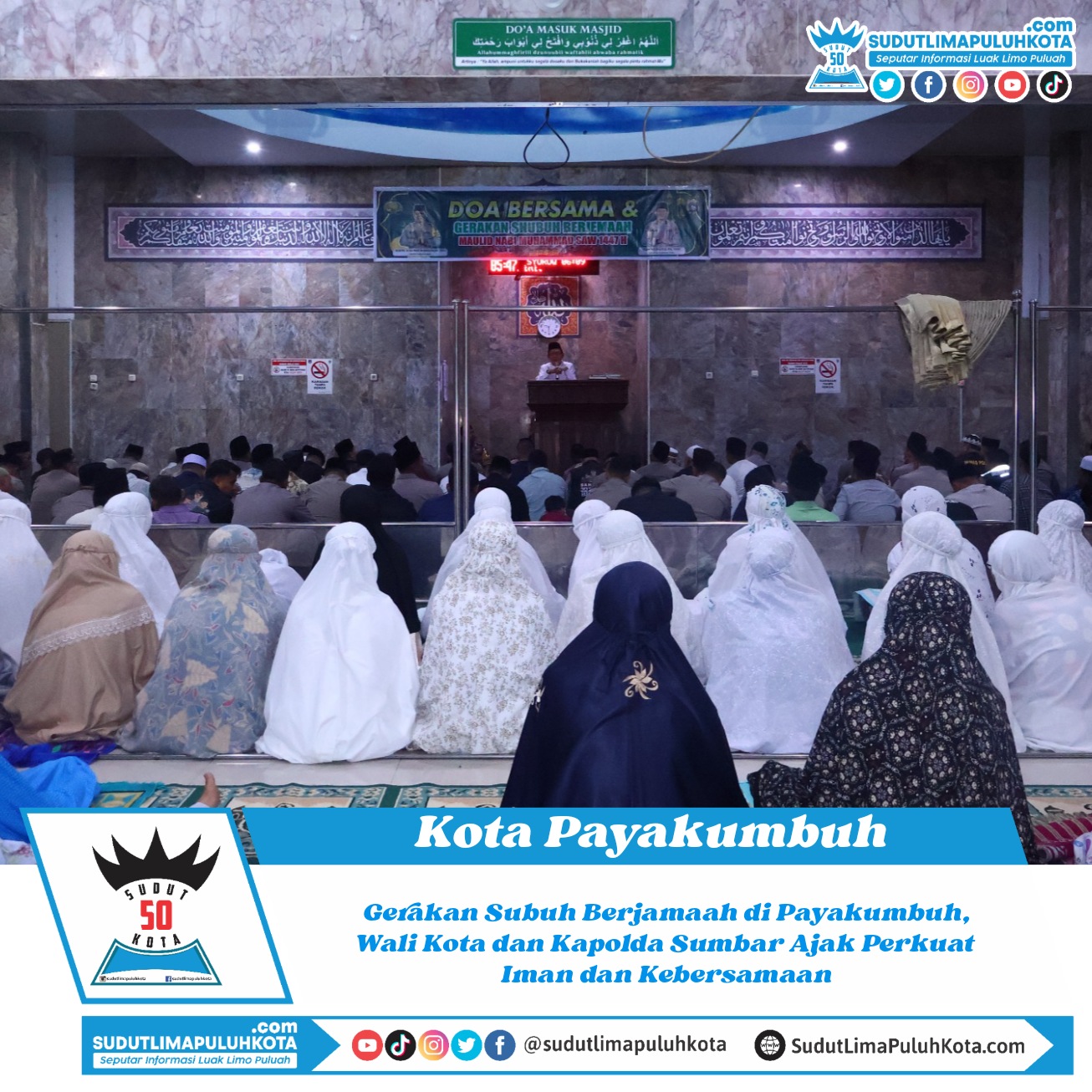 Gerakan Subuh Berjamaah di Payakumbuh, Wali Kota dan Kapolda Sumbar Ajak Perkuat Iman dan Kebersamaan