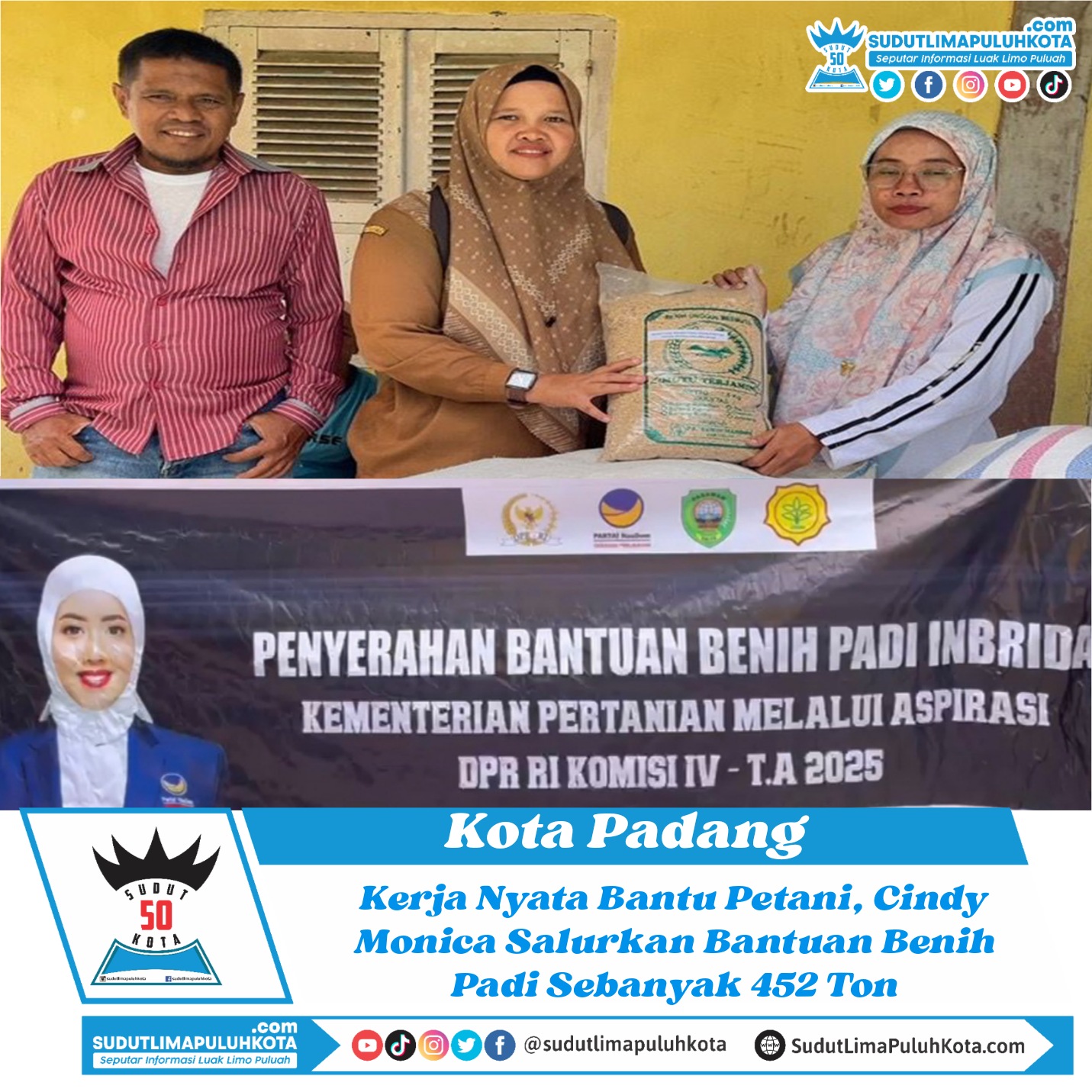 Kerja Nyata Bantu Petani, Cindy Monica Salurkan Bantuan Benih Padi Sebanyak 452 Ton