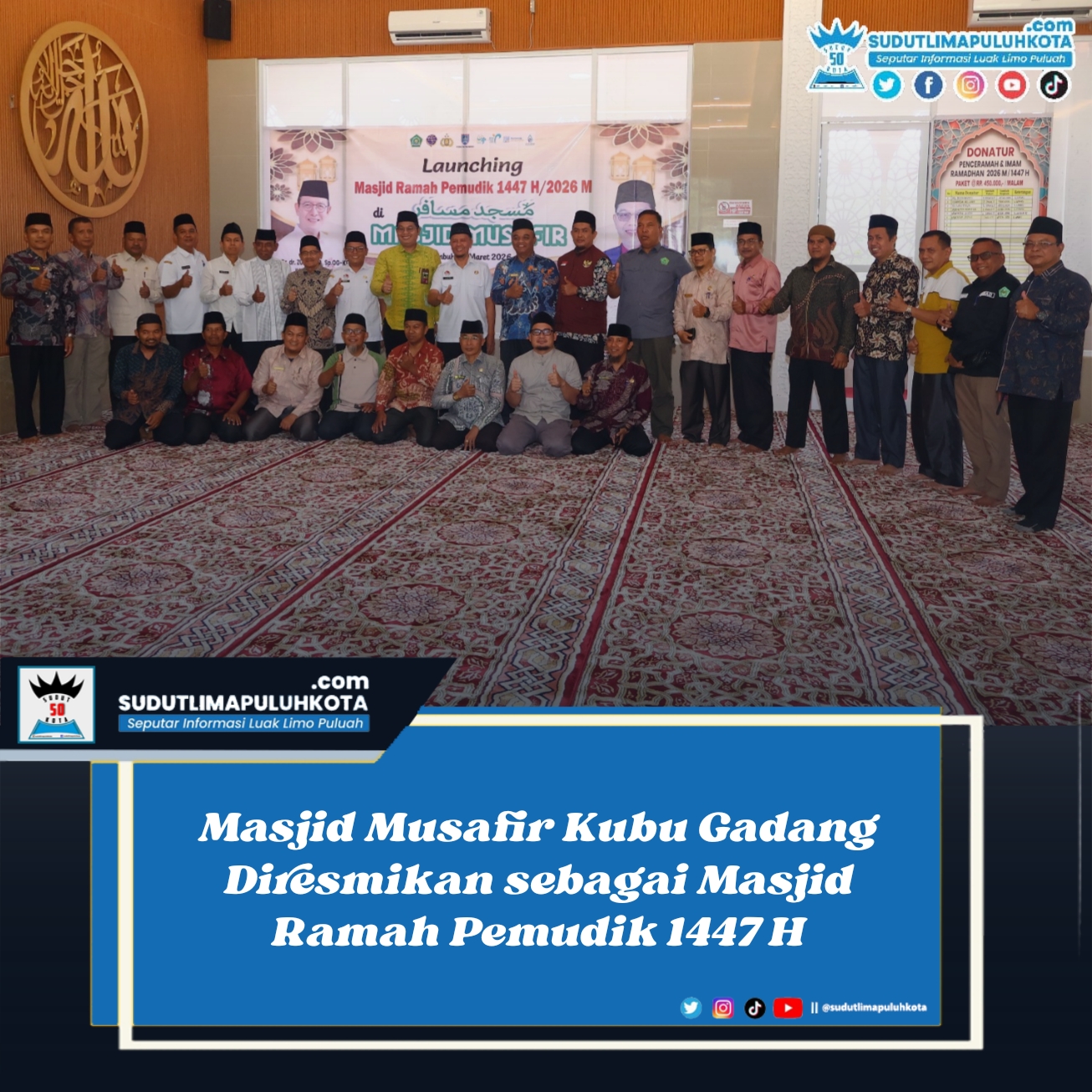 Masjid Musafir Kubu Gadang Diresmikan sebagai Masjid Ramah Pemudik 1447 H
