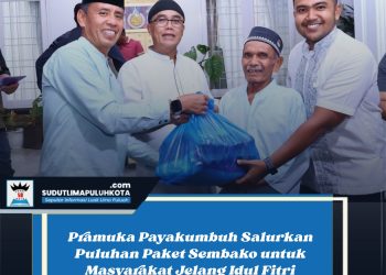 Pramuka Payakumbuh Salurkan Puluhan Paket Sembako untuk Masyarakat Jelang Idul Fitri