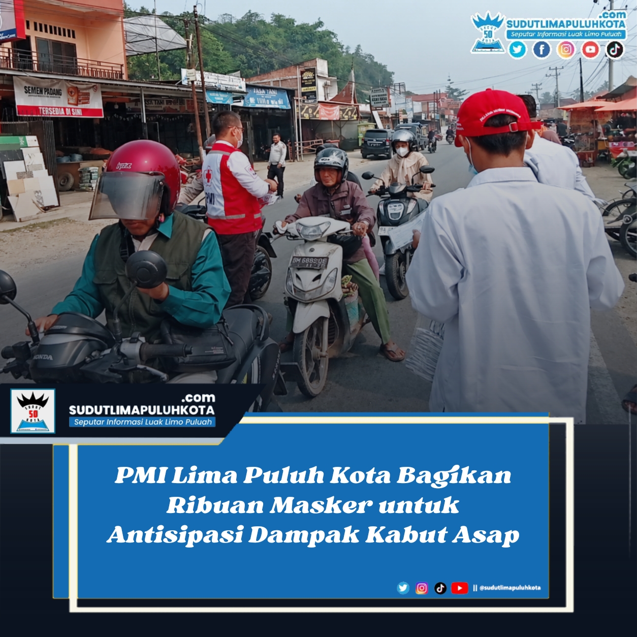 PMI Lima Puluh Kota Bagikan Ribuan Masker untuk Antisipasi Dampak Kabut Asap