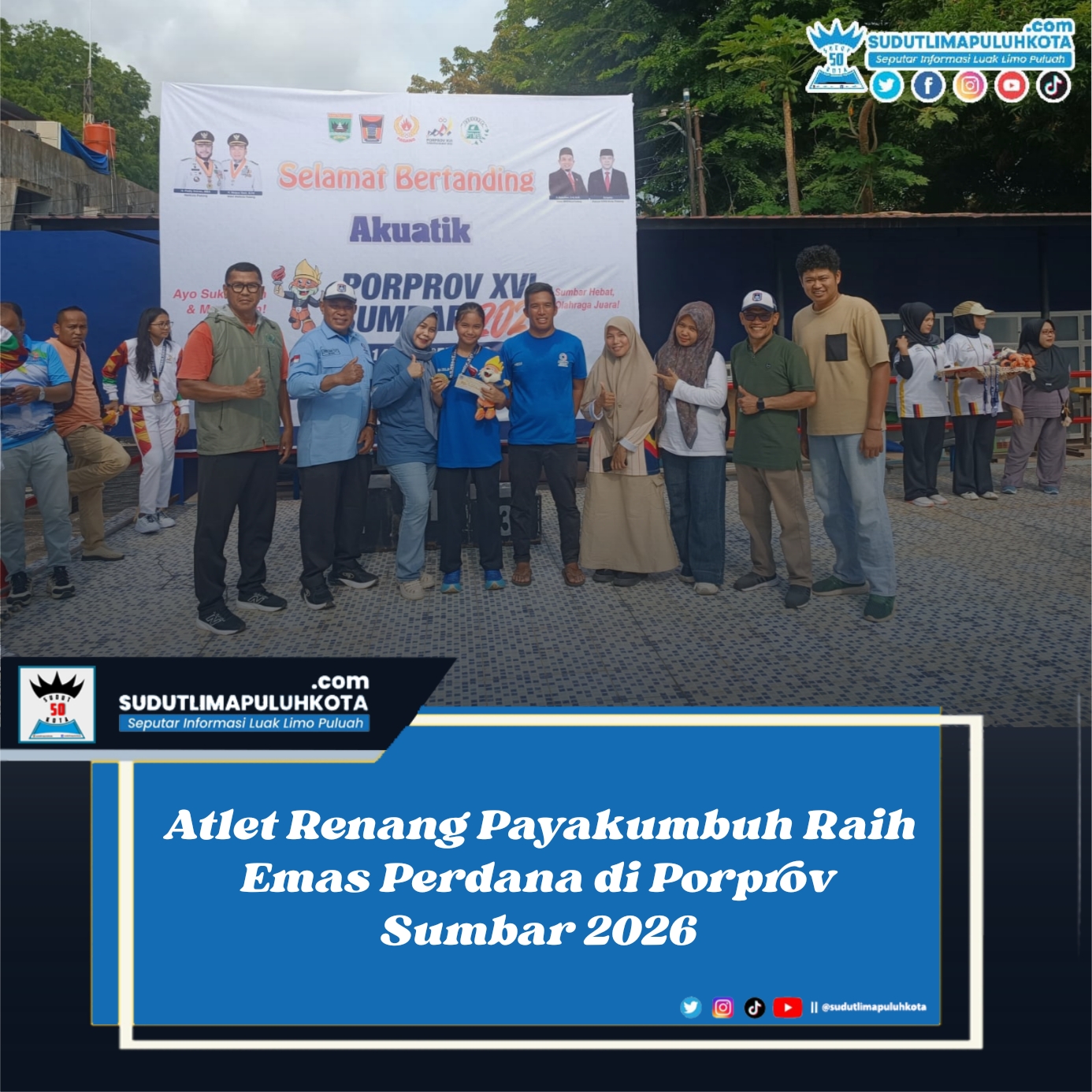 Atlet Renang Payakumbuh Raih Emas Perdana di Porprov Sumbar 2026