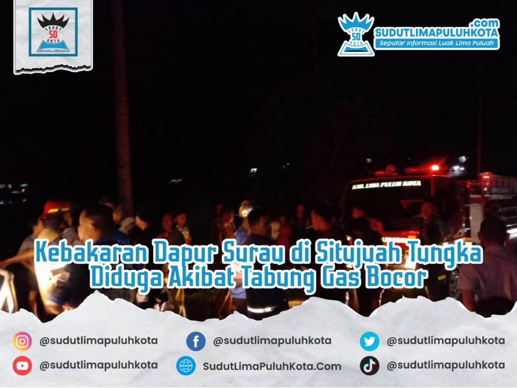Kebakaran Dapur Surau di Situjuah Tungka Diduga Akibat Tabung Gas Bocor