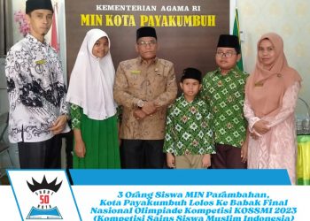 3 Orang Siswa MIN Parambahan, Kota Payakumbuh Kembali Di Nyatakan Lolos Ke Babak Final Nasional Olimpiade KOSSMI 2023 (Kompetisi Sains Siswa Muslim Indonesia)
