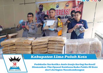 Peredaran Narkotika Jenis Ganja Kering Berhasil Diamankan Tim Opsnal Satresnarkoba Polres 50 Kota dari Jaringan Nusakambangan
