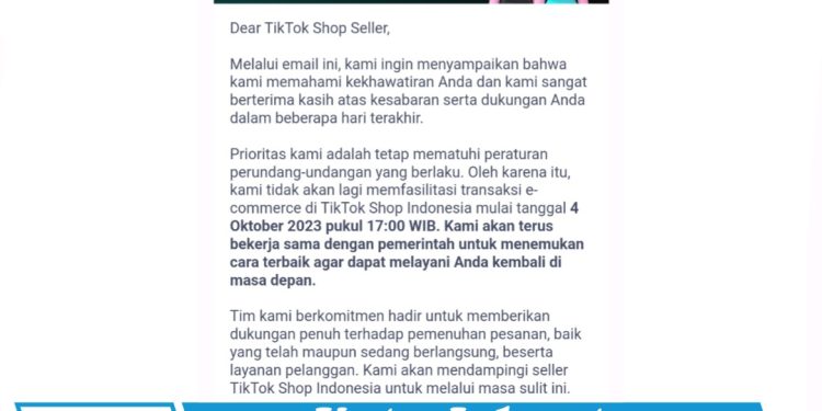 TikTok Shop Indonesia Resmi Berhenti Memfasilitasi Transaksi e-Commerce Mulai 4 Oktober 2023 Besok