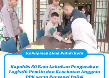 Kapolres 50 Kota Lakukan Pengecekan Logistik Pemilu dan Kesehatan Anggota PPK serta Personel Polisi