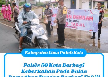 Polres 50 Kota Berbagi Keberkahan Pada Bulan Ramadhan Dengan Berbagi Takjil