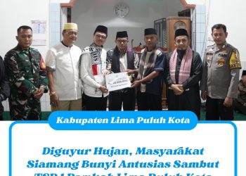 Diguyur Hujan, Masyarakat Siamang Bunyi Antusias Sambut TSR 1 Pemkab Lima Puluh Kota