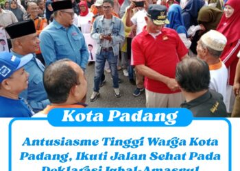 Antusiasme Tinggi Warga Kota Padang, Ikuti Jalan Sehat Pada Deklarasi Iqbal-Amasrul