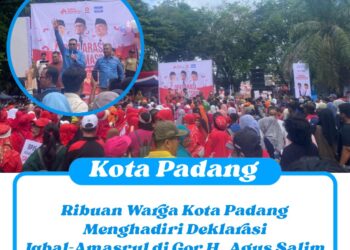 Ribuan Warga Kota Padang Menghadiri Deklarasi Iqbal-Amasrul di Gor H. Agus Salim