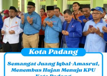 Semangat Juang Iqbal-Amasrul, Menembus Hujan Menuju KPU Kota Padang
