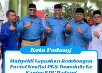 Mahyeldi Lepaskan Rombongan Partai Koalisi PKS-Demokrat Ke Kantor KPU Padang