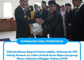 Dikukuhkan Bupati Safaruddin, Sebanyak 470 Orang Bamus se-Lima Puluh Kota Diperpanjang Masa Jabatan Hingga Tahun 2030