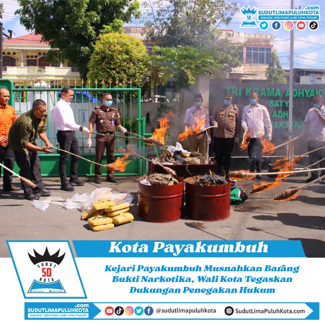 Kejari Payakumbuh Musnahkan Barang Bukti Narkotika, Wali Kota Tegaskan Dukungan Penegakan Hukum