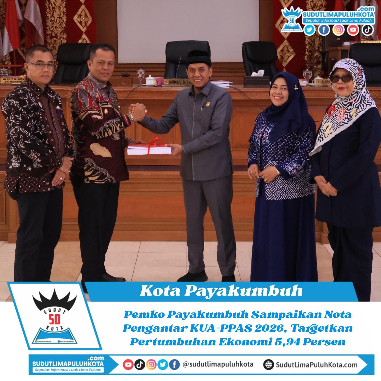 Pemko Payakumbuh Sampaikan Nota Pengantar KUA-PPAS 2026, Targetkan Pertumbuhan Ekonomi 5,94 Persen