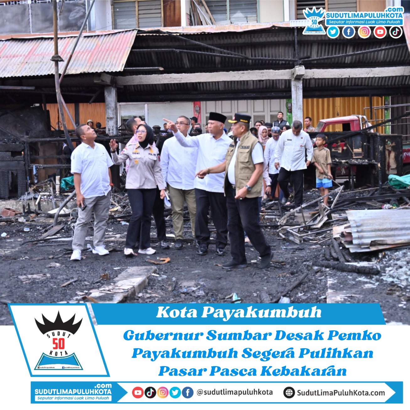 Gubernur Sumbar Desak Pemko Payakumbuh Segera Pulihkan Pasar Pasca Kebakaran