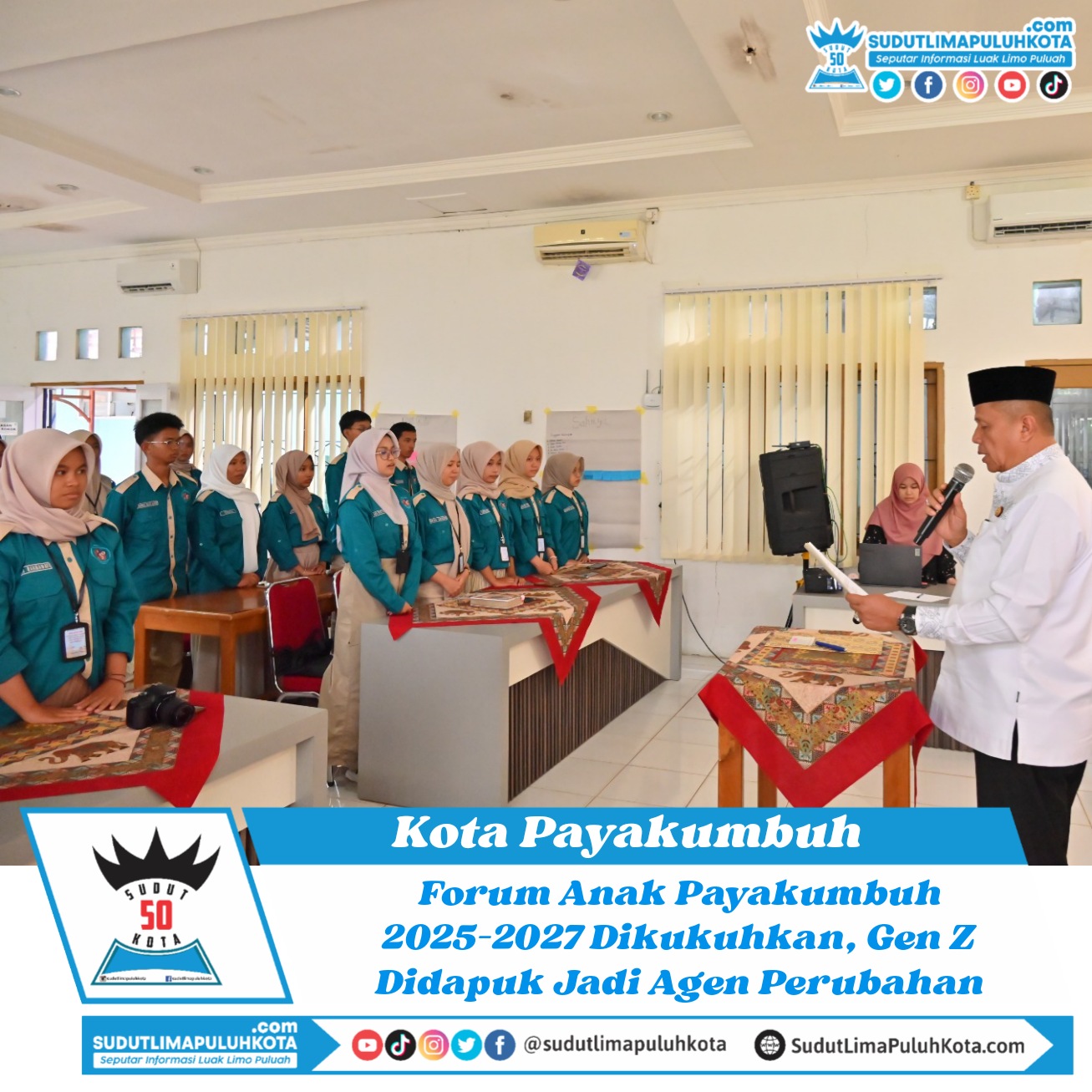 Forum Anak Payakumbuh 2025–2027 Dikukuhkan, Gen Z Didapuk Jadi Agen Perubahan