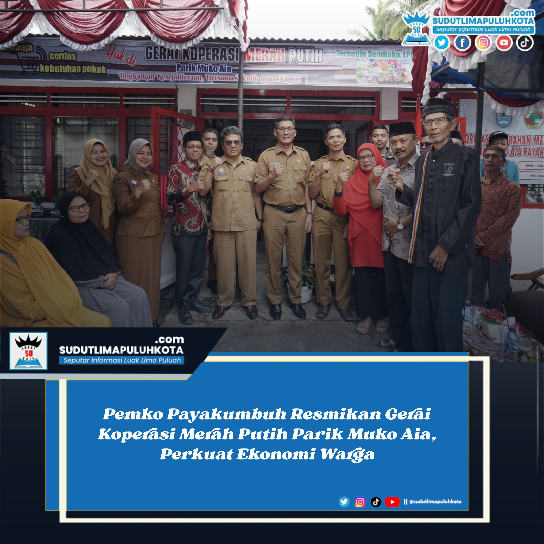 Pemko Payakumbuh Resmikan Gerai Koperasi Merah Putih Parik Muko Aia, Perkuat Ekonomi Warga