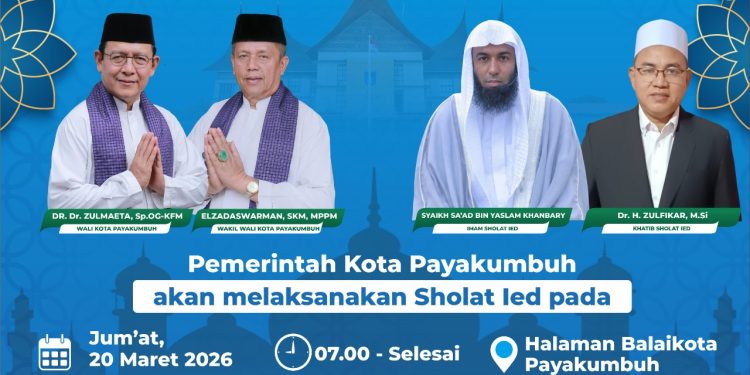 Pemko Payakumbuh Fasilitasi Shalat Idul Fitri 1447 H di Balai Kota, Imbau Masyarakat Jaga Toleransi