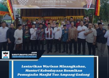 Lestarikan Warisan Minangkabau, Menteri Kebudayaan Resmikan Pemugaran Masjid Tuo Ampang Gadang