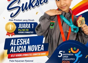 Wali Kota Payakumbuh Apresiasi Atlet Cilik Alesha Alicia Novea Raih Emas Gymnastics Indonesia Open 2026