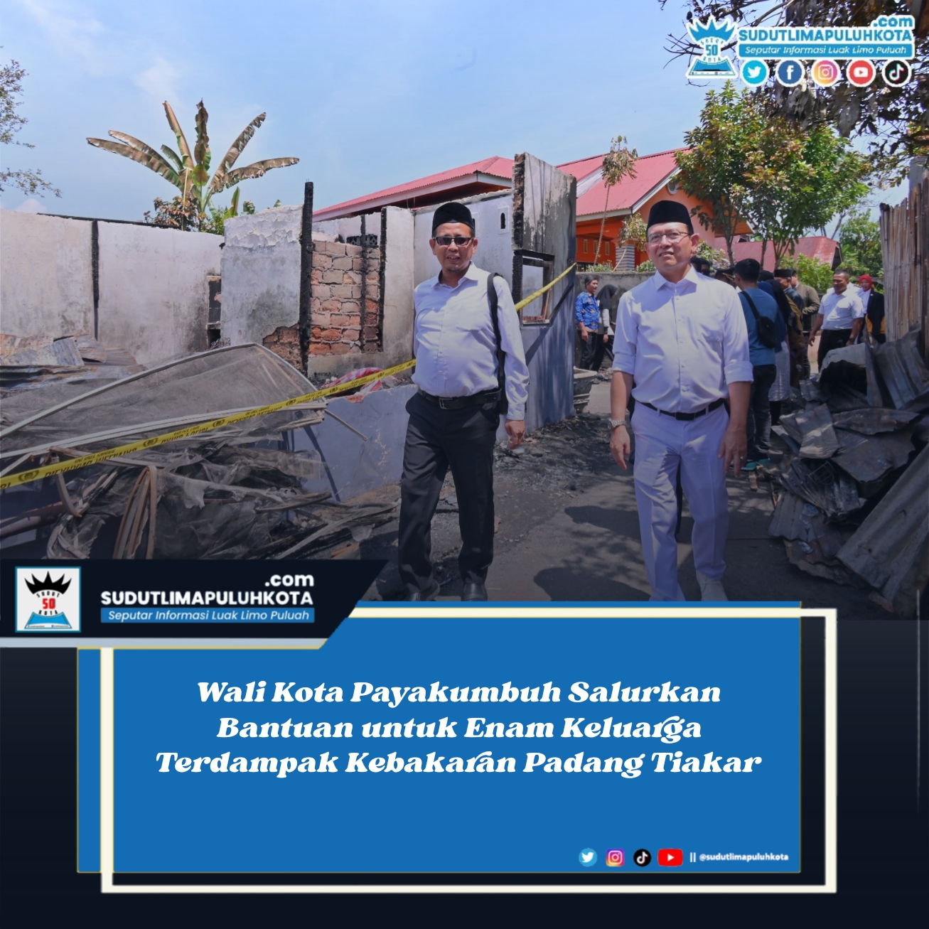 Wali Kota Payakumbuh Salurkan Bantuan untuk Enam Keluarga Terdampak Kebakaran Padang Tiakar