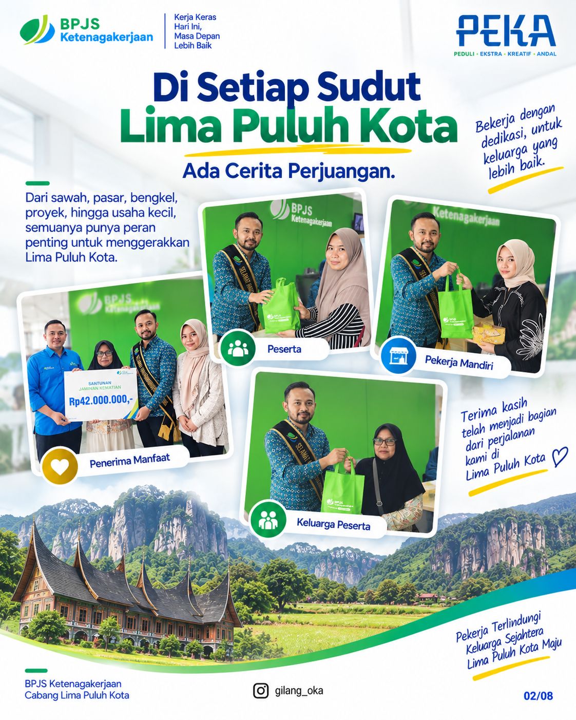 Harpelnas 2026, BPJS Ketenagakerjaan Lima Puluh Kota Perkuat Pelayanan Berbasis PEKA