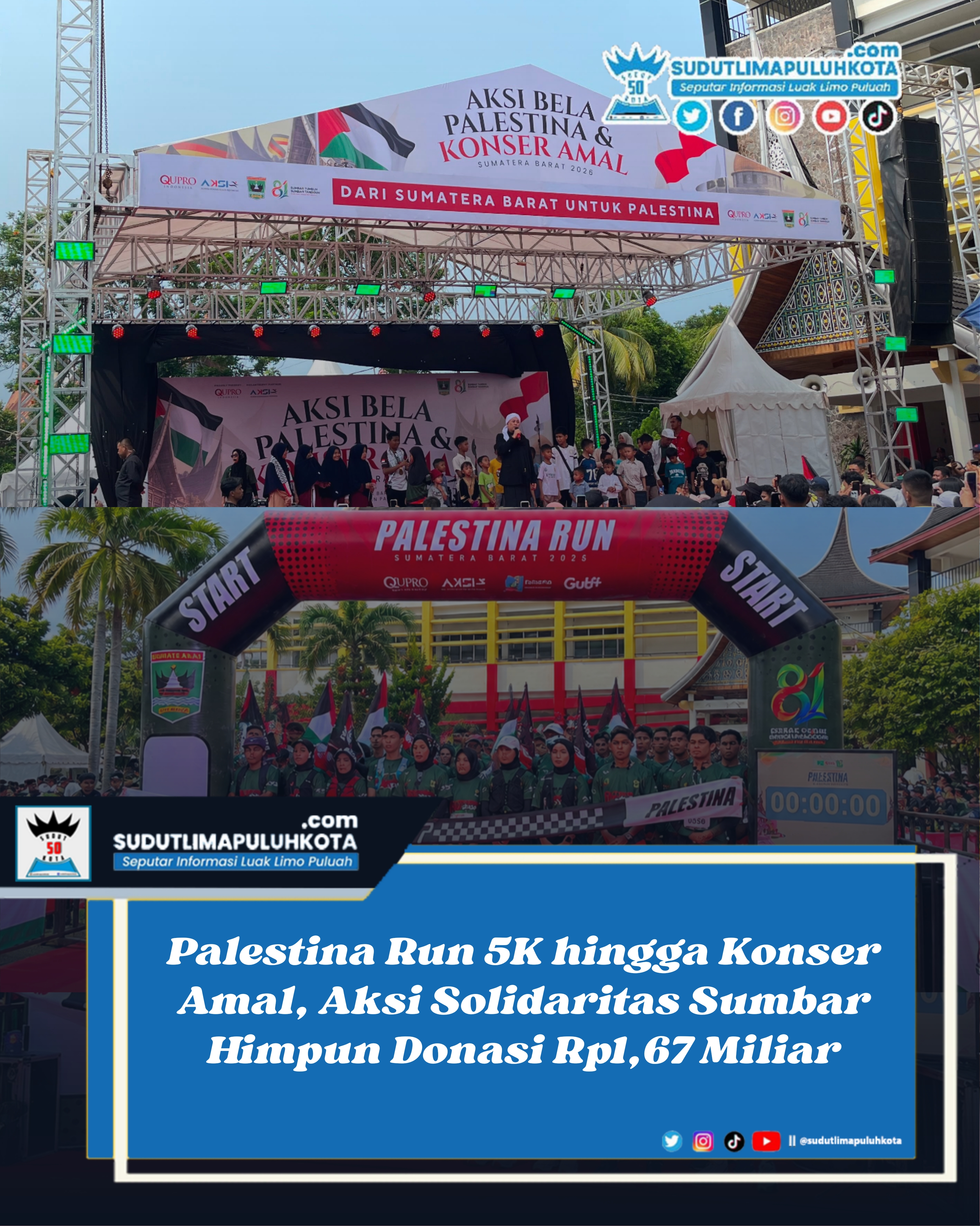 Palestina Run 5K hingga Konser Amal, Aksi Solidaritas Sumbar Himpun Donasi Rp1,67 Miliar