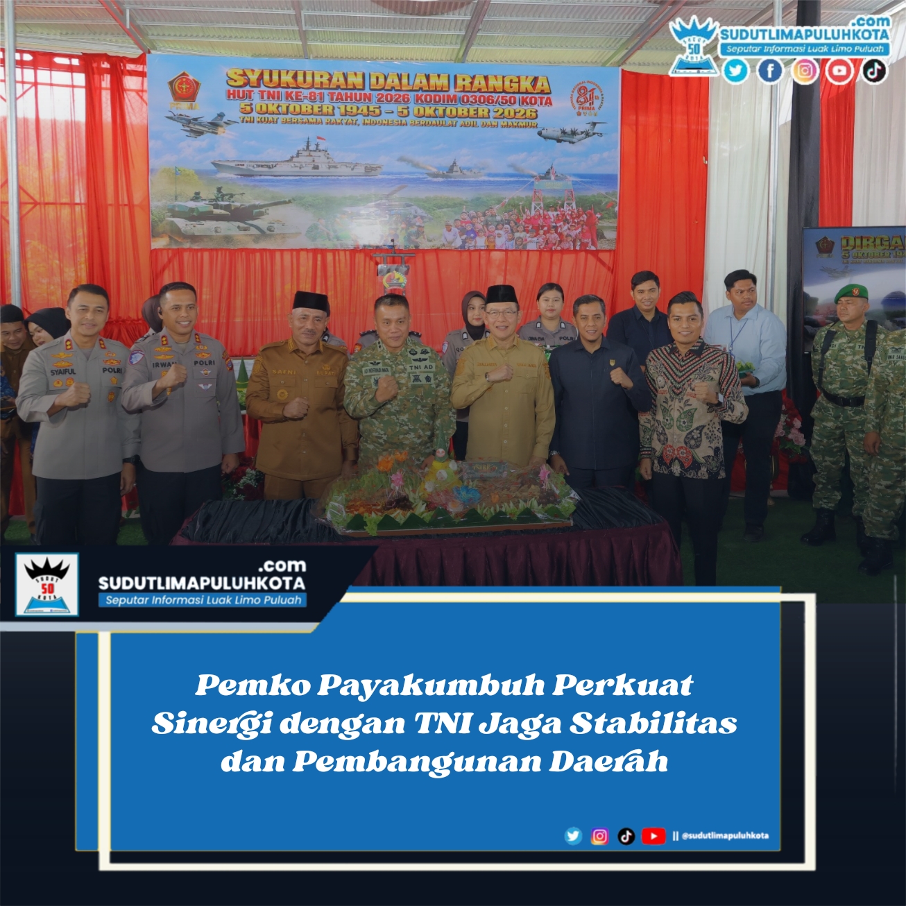 Pemko Payakumbuh Perkuat Sinergi dengan TNI Jaga Stabilitas dan Pembangunan Daerah