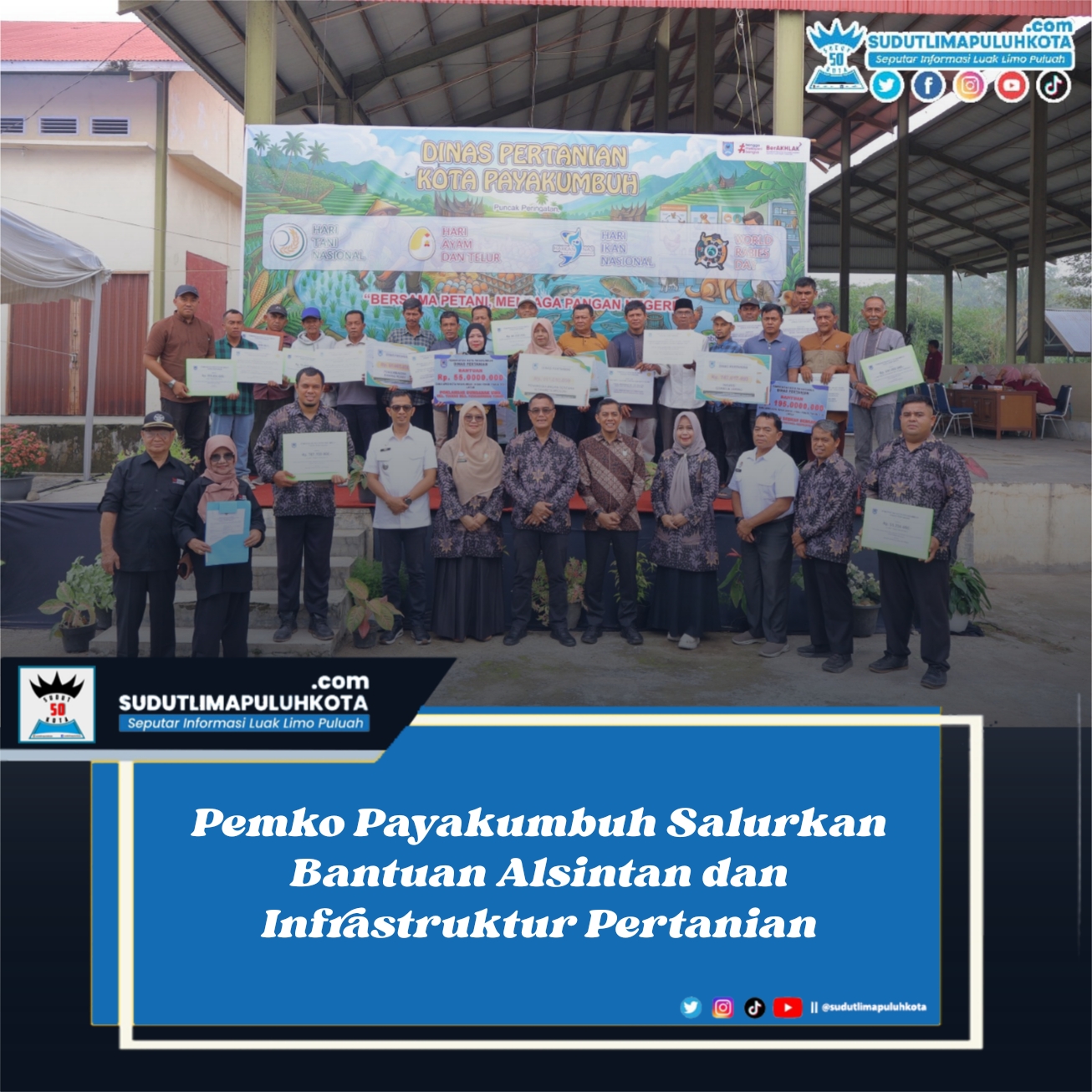 Pemko Payakumbuh Salurkan Bantuan Alsintan dan Infrastruktur Pertanian