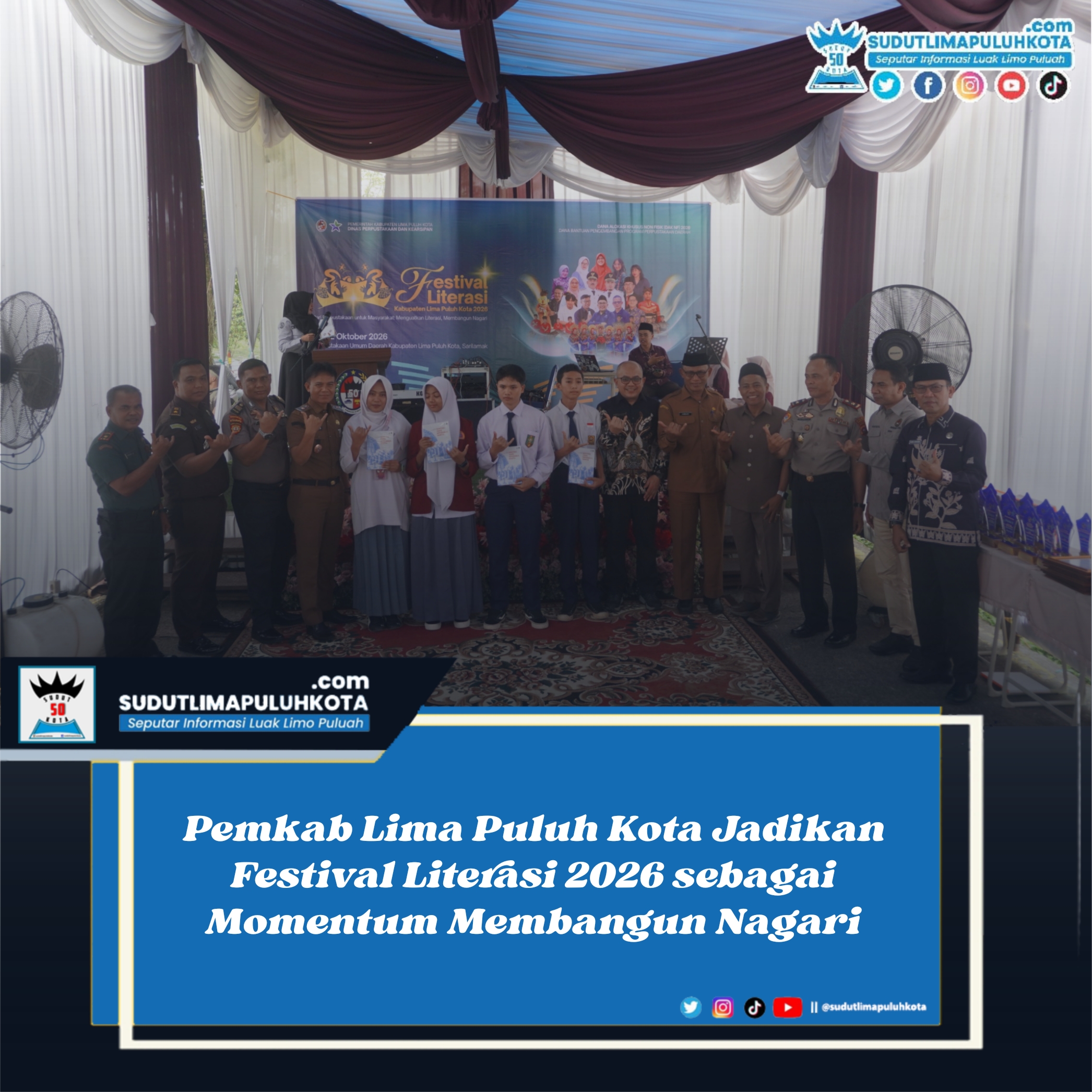 Pemkab Lima Puluh Kota Jadikan Festival Literasi 2026 sebagai Momentum Membangun Nagari